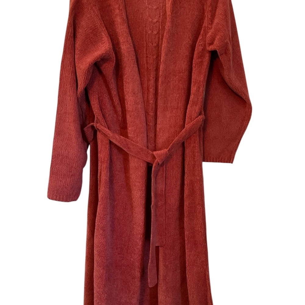 Denim&Co Rust Sleeveless Turtleneck Sweater and Knitted Duster Set - Picture 5 of 7